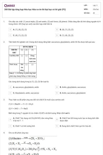 300 Bài tập tổng hợp Hóa học Hữu cơ ôn thi Đại học có lời giải (P2)