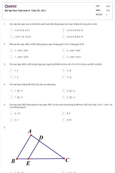 Bài tập theo Tuần toán 8- Tuần 30_ đề 2
