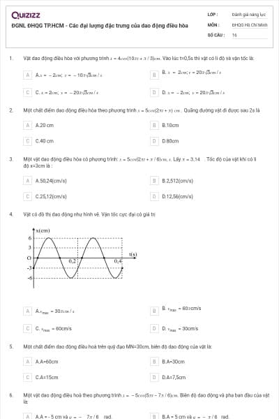 ĐGNL ĐHQG TP.HCM - Các đại lượng đặc trưng của dao động điều hòa