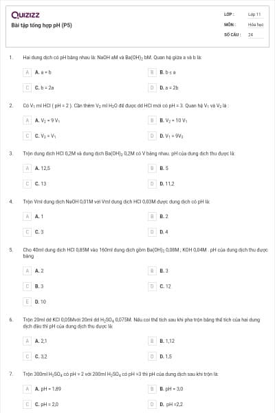 Bài tập tổng hợp pH (P5)