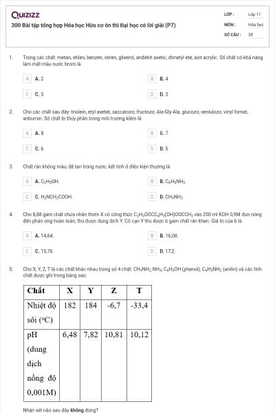 300 Bài tập tổng hợp Hóa học Hữu cơ ôn thi Đại học có lời giải (P7)