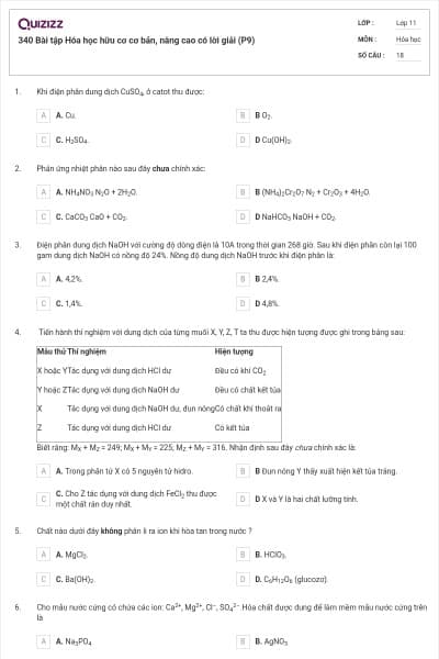340 Bài tập Hóa học hữu cơ cơ bản, nâng cao có lời giải (P9)