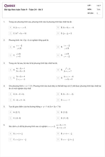 Bài tập theo tuần Toán 9 - Tuần 24 - Đề 3