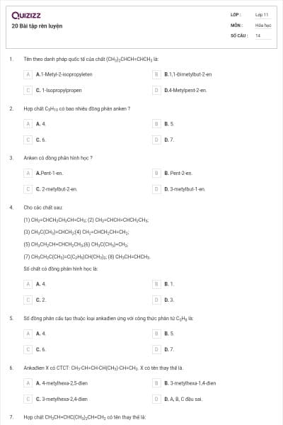20 Bài tập rèn luyện
