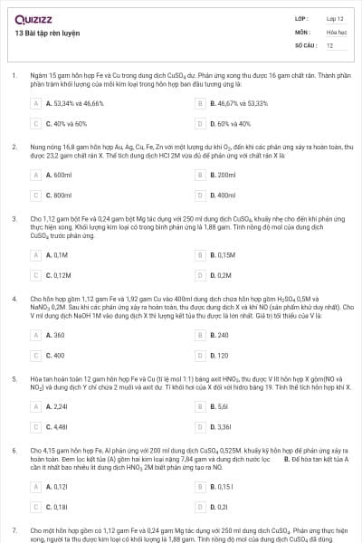 13 Bài tập rèn luyện