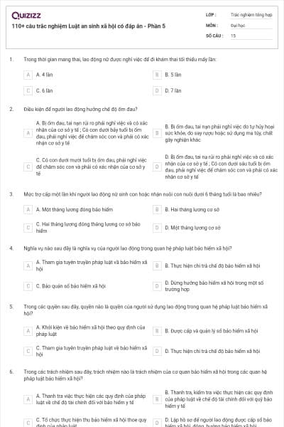 110+ câu trắc nghiệm Luật an sinh xã hội có đáp án - Phần 5