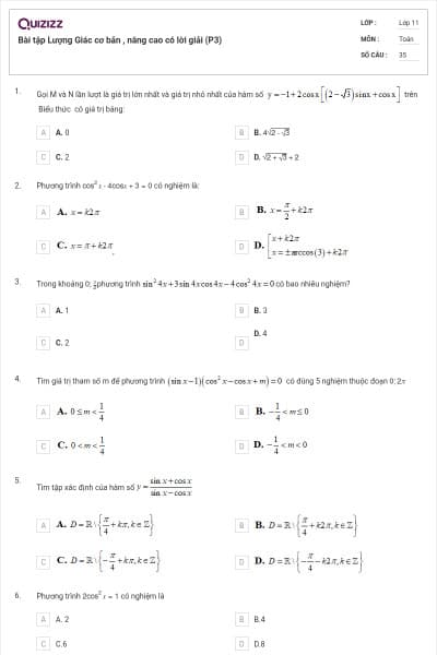Bài tập Lượng Giác cơ bản , nâng cao có lời giải (P3)