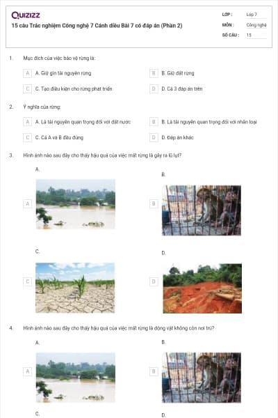 15 câu Trắc nghiệm Công nghệ 7 Cánh diều Bài 7 có đáp án (Phần 2)