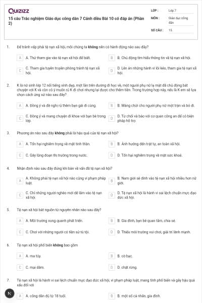 15 câu Trắc nghiệm Giáo dục công dân 7 Cánh diều Bài 10 có đáp án (Phần 2)