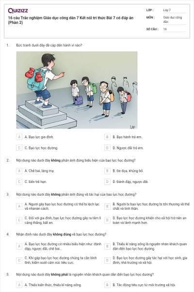 16 câu Trắc nghiệm Giáo dục công dân 7 Kết nối tri thức Bài 7 có đáp án (Phần 2)