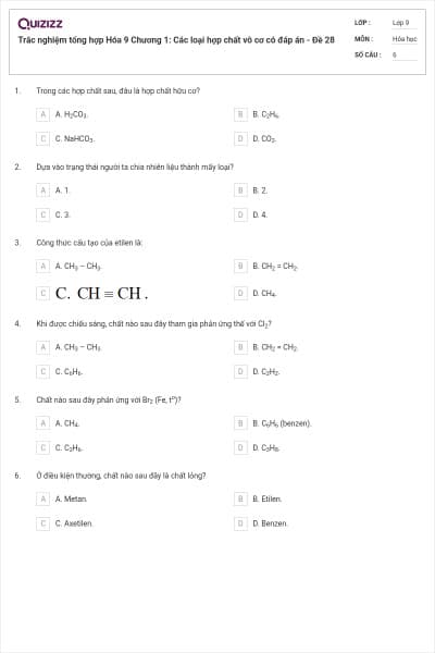 Trắc nghiệm tổng hợp Hóa 9 Chương 1: Các loại hợp chất vô cơ có đáp án - Đề 28