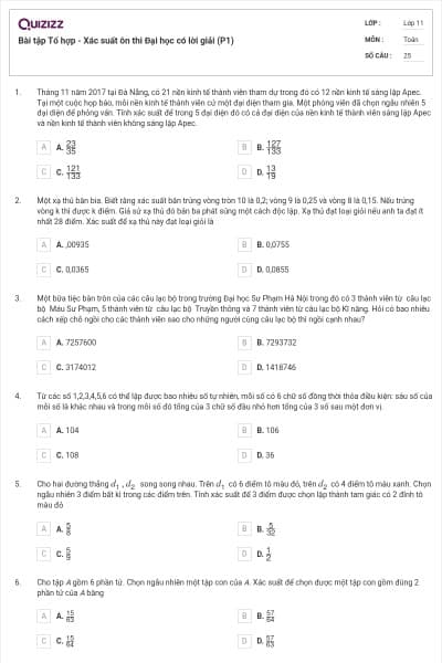 Bài tập Tổ hợp - Xác suất ôn thi Đại học có lời giải (P1)