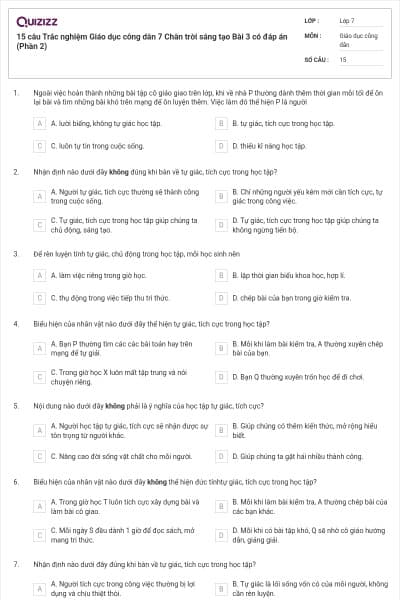 15 câu Trắc nghiệm Giáo dục công dân 7 Chân trời sáng tạo Bài 3 có đáp án (Phần 2)