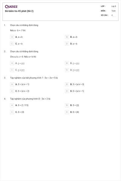 Đề kiểm tra 45 phút (Đề 2)