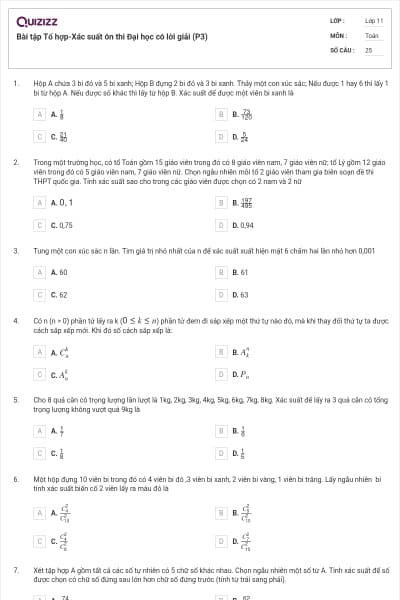 Bài tập Tổ hợp-Xác suất ôn thi Đại học có lời giải (P3)