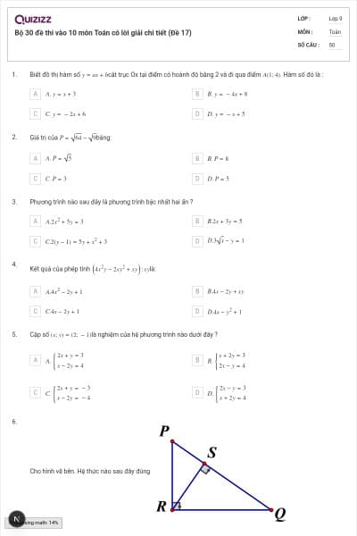 Bộ 30 đề thi vào 10 môn Toán có lời giải chi tiết (Đề 17)