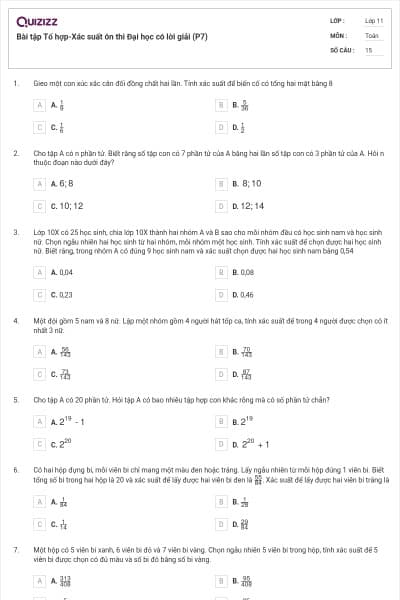 Bài tập Tổ hợp-Xác suất ôn thi Đại học có lời giải (P7)
