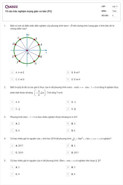 10 câu trắc nghiệm lượng giác cơ bản (P2)