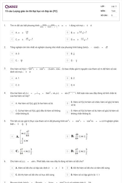 15 câu Lượng giác ôn thi Đại học có đáp án (P2)
