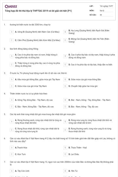 Tổng hợp đề thi thử Địa lý THPTQG 2019 có lời giải chi tiết (P1)
