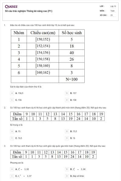 50 câu trắc nghiệm Thống kê nâng cao (P1)