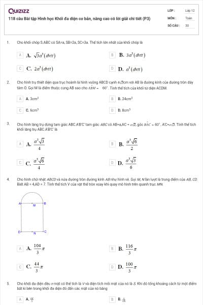 118 câu  Bài tập Hình học Khối đa diện cơ bản, nâng cao có lời giải chi tiết (P3)