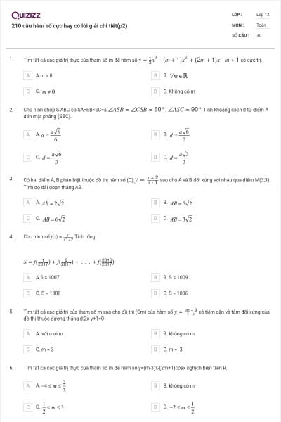 210 câu hàm số cực hay có lời giải chi tiết(p2)