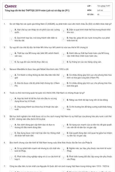 Tổng hợp đề thi thử THPTQG 2019 môn Lịch sử có đáp án (P1)