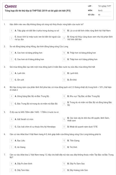 Tổng hợp đề thi thử Địa lý THPTQG 2019 có lời giải chi tiết (P3)