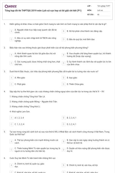 Tổng hợp đề thi THPTQG 2019 môn Lịch sử cực hay có lời giải chi tiết (P1)