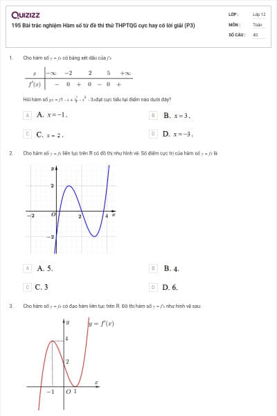 195 Bài trắc nghiệm Hàm số từ đề thi thử THPTQG cực hay có lời giải (P3)