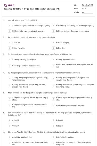 Tổng hợp đề thi thử THPTQG Địa lí 2019 cực hay có đáp án (P4)