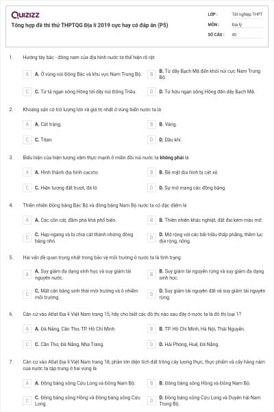 Tổng hợp đề thi thử THPTQG Địa lí 2019 cực hay có đáp án (P5)