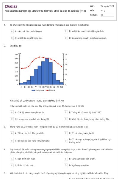 480 Câu trắc nghiệm Địa Lí từ đề thi THPTQG 2019 có đáp án cực hay (P11)