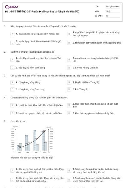 Đề thi thử THPTQG 2019 môn Địa lí cực hay có lời giải chi tiết (P2)