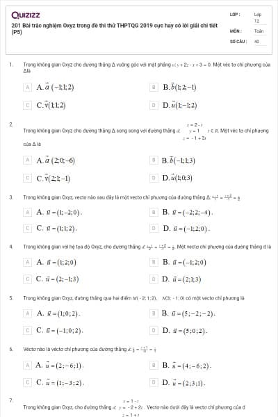 201 Bài trắc nghiệm Oxyz trong đề thi thử THPTQG 2019 cực hay có lời giải chi tiết (P5)