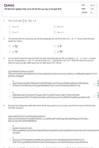 199 Bài trắc nghiệm Hàm số từ đề thi thử cực hay có lời giải (P4)