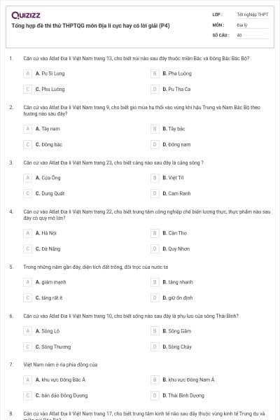 Tổng hợp đề thi thử THPTQG môn Địa lí cực hay có lời giải (P4)