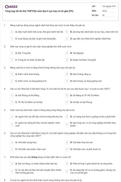 Tổng hợp đề thi thử THPTQG môn Địa lí cực hay có lời giải (P5)