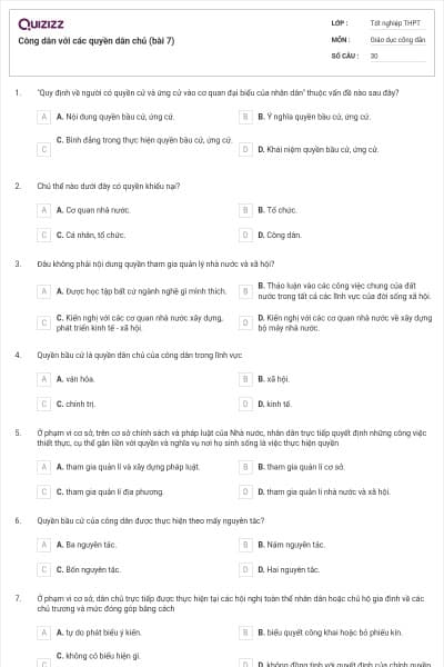 Công dân với các quyền dân chủ (bài 7)