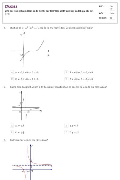 220 Bài trắc nghiệm Hàm số từ đề thi thử THPTQG 2019 cực hay có lời giải chi tiết (P4)