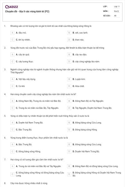 Chuyên đề - Địa lí các vùng kinh tế (P2)