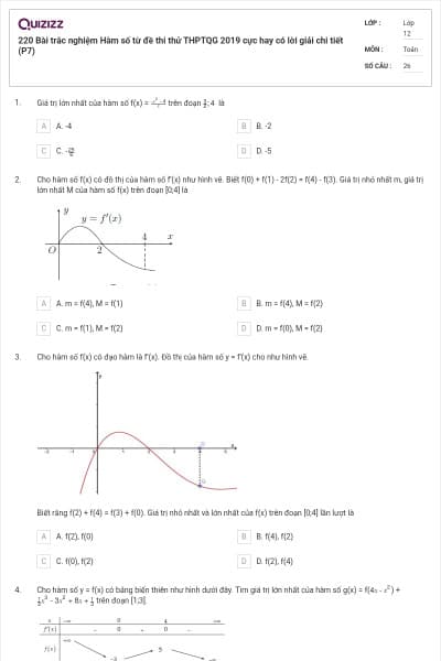 220 Bài trắc nghiệm Hàm số từ đề thi thử THPTQG 2019 cực hay có lời giải chi tiết (P7)