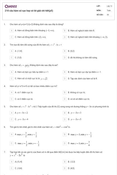 210 câu hàm số cực hay có lời giải chi tiết(p5)