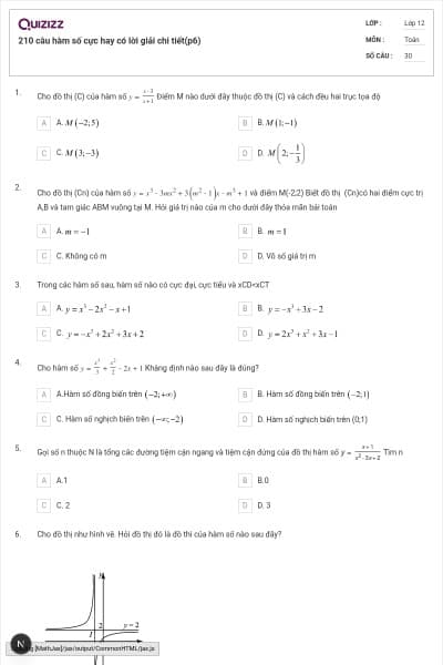 210 câu hàm số cực hay có lời giải chi tiết(p6)
