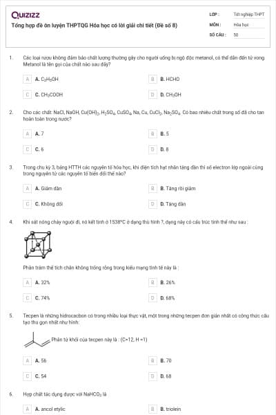Tổng hợp đề ôn luyện THPTQG Hóa học có lời giải chi tiết (Đề số 8)