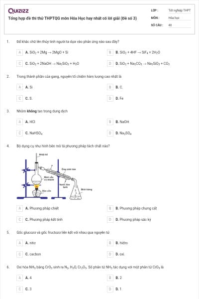 Tổng hợp đề thi thử THPTQG môn Hóa Học hay nhất có lời giải (Đề số 3)