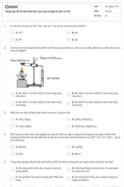Tổng hợp đề thi thử Hóa Học cực hay có đáp án (Đề số 24)