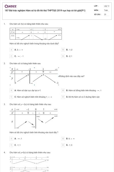 187 Bài trắc nghiệm Hàm số từ đề thi thử THPTQG 2019 cục hay có lời giải(P1)
