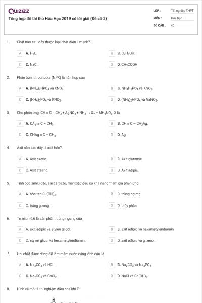 Tổng hợp đề thi thử Hóa Học 2019 có lời giải (Đề số 2)